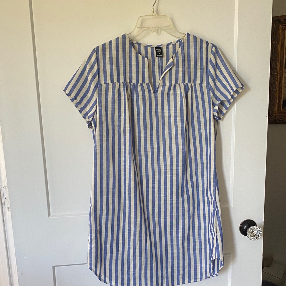 Emery Rose Blue & White Striped Dres
